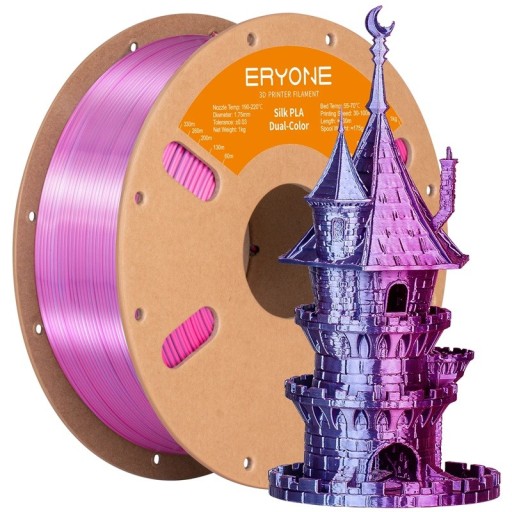 Dualsilke filament 1,75 mm Rosa och Lila 3 kg Glänsande övergång för dekorativa modeller med släta lager och exakt skapande