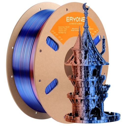 Dualsilke filament 1,75 mm Blå och orange 3 kg Glänsande övergång för dekorativa modeller släta lager exakt skapande