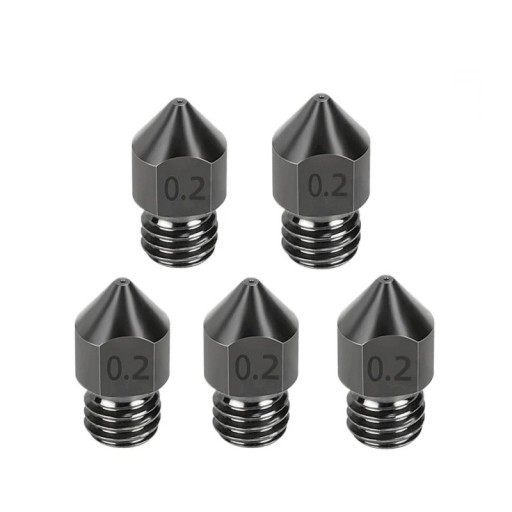 Sats med 5 st härdade stålmunstycken 0,2 mm M6 för filament 1,75 mm Fint munstycke för detaljerad 3D-utskrift Exakta reservmunstycken