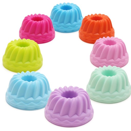 Set med 12 silikonformar för mini bakverk 6,5 x 6,5 x 2,7 cm Slumptäckta färger Bakning av desserter