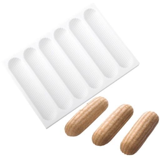 Silikonform för bakning av kakor och godis 13 × 18 cm Vit räfflad form för stänger Hemlagad bakning av formade desserter