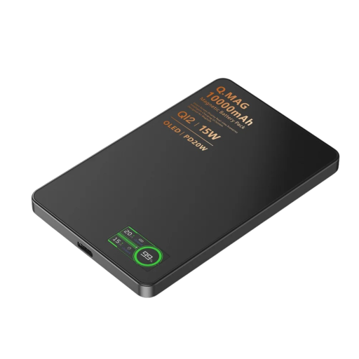 Powerbank 10000 mAh med magnetisk trådlös laddning, digital skärm och kylning med grafenlager