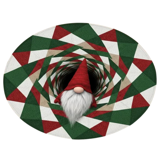Julmatta 80 x 80 cm Flanell vintermatta för hemmet med motiv av tomte i färgglad virvel Rund mjuk festlig och vinterdekoration