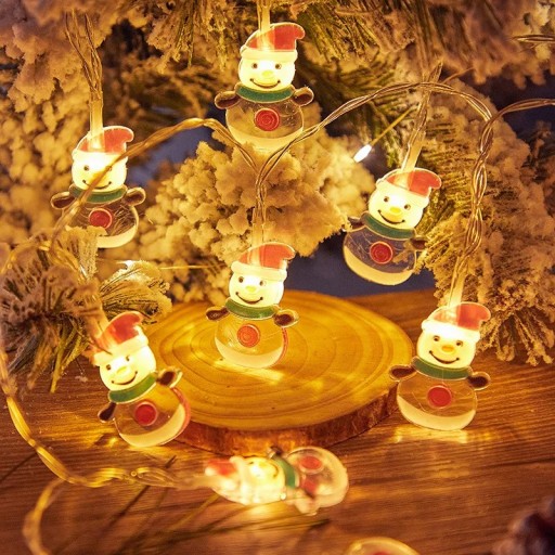 Jul LED-lampor 1,5 M Snögubbe Ljusdekoration kedja med snögubbe motiv för juldekoration inomhus