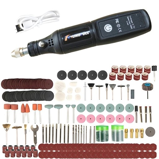 Set med 361 delar Mini elektrisk handgraveringsborrmaskin USB batteridriven 0,5–3,2 mm För trä metall glas