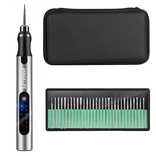 Set för trådlös gravyrpenna USB med fina fräsar och spetsar för gravyr, slipning och borrning