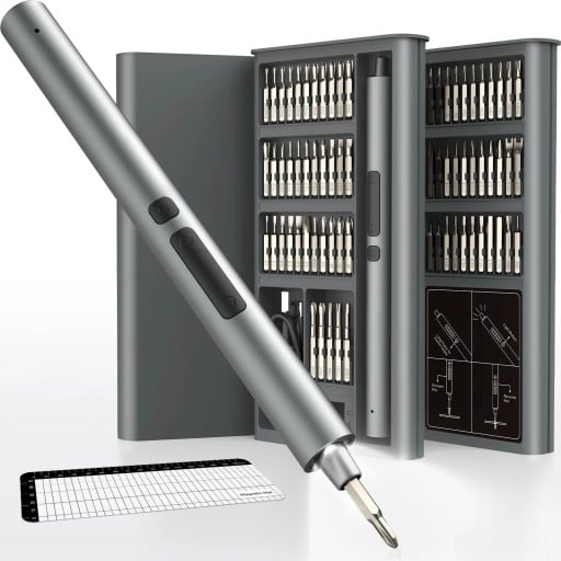 Sats med 75 st elektrisk precision skruvmejsel med fodral Trådlös design Magnetiska bits Belysning för reparationer