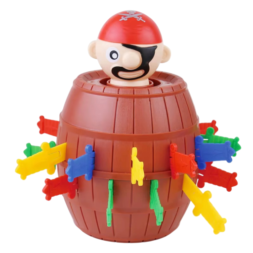 Piratsk spel med upphoppande fat 8,5 x 13 cm Rolig familjespel med svärd Spännande spel för barn och vuxna Present
