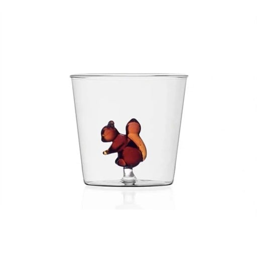 3D glas 200 ml 8,5 x 8 cm med ekorrmotiv Original dekorativt glas för drycker för dagligt bruk
