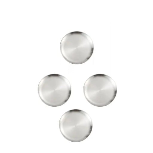 4 st stycken tallrikar i rostfritt stål 17 cm Silverfärgade kökstallrikar för desserter, förrätter, servering och vardaglig dukning