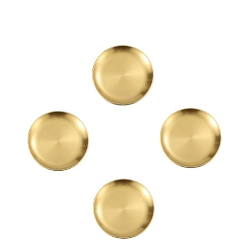 4 st talrikar i rostfritt stål 20 cm Guld kökstalrikar för huvudrätter servering och festligt samt vardagligt dukande