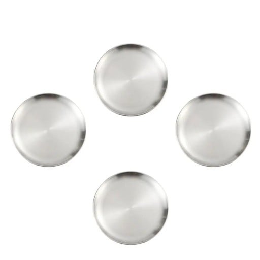 4 st tallrikar i rostfritt stål 23 cm Silverfärgade kökstallrikar runda serveringsfat för huvudrätter och vardagsbruk