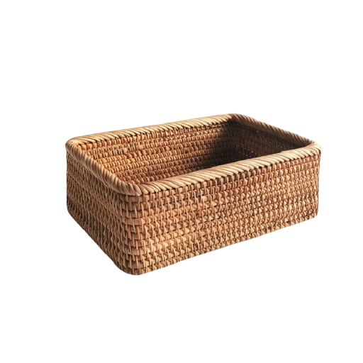 Handvävd förvaringskorg 30 x 20 x 9 cm Praktisk dekorativ box för småsaker kosmetik organisering av hemmet