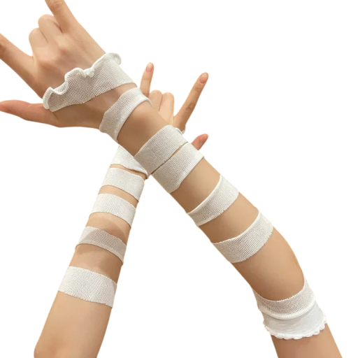 Damska handskar utan fingrar med bandage universell storlek Stiliga bandagehandskar i nylon för vardagligt bruk