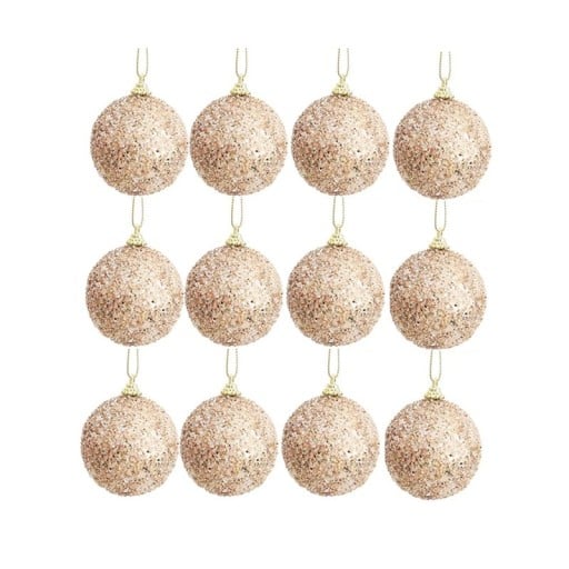 Elegant set med 12 st glittrande julkulor 6 cm champagneguld hängande dekorationer för julgran och nyårsfest