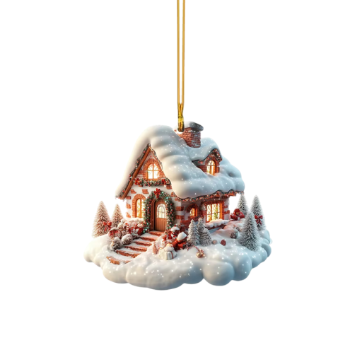 Sagolik vitragéhus 8 x 7 cm Julhängande fönsterdekoration med snöre för heminredning