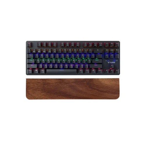 Trähandledsstöd 36 x 8 x 2 cm av massiv valnöt Ergonomiskt stöd 7° för mekanisk tangentbord 87 tangenter