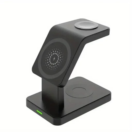 Magnetisk trådlös laddningsstation 3 i 1 15 W Skrivbordsladdare för telefon, klockor och hörlurar Kompakt design