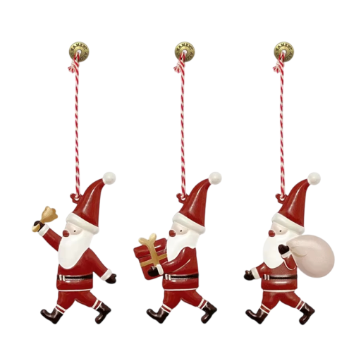 3 st Metalliska handmålade hängande juldekorationer Santa Claus Dekorativa hängen för granen Handmålning Julklapp