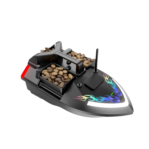 Svart GPS-båt för fiske 49 x 26,5 x 22,5 cm Fjärrkontroll 500 m 3 betesbehållare LED-lampor