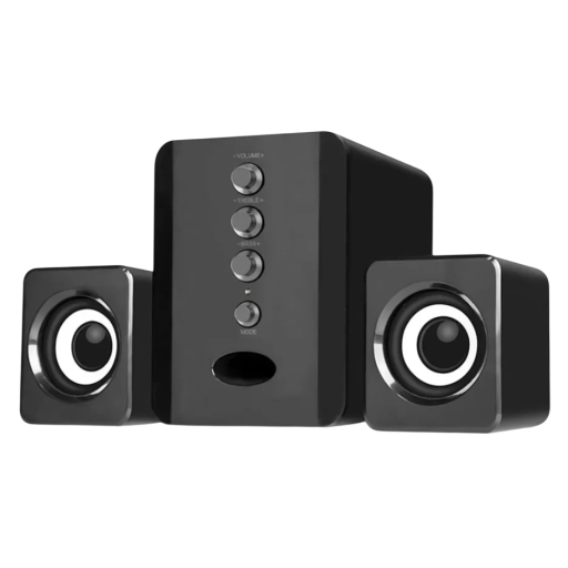 Sats med svarta 2 högtalare och en subwoofer för datorn Stereo ljud USB 5 V strömförsörjning