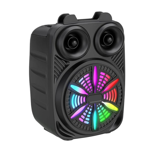 Bärbar bluetooth-högtalare 17,5 x 11,2 x 9,3 cm RGB LED blomma FM-radio USB TF-kort högtalare med handtag