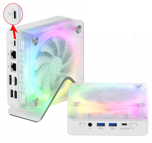 Mini PC AMD Ryzen 7 8745HS 3,8 GHz 16 GB DDR5 512 GB SSD WiFi 6 BT 5.2 RGB kompakt skrivbordsdator