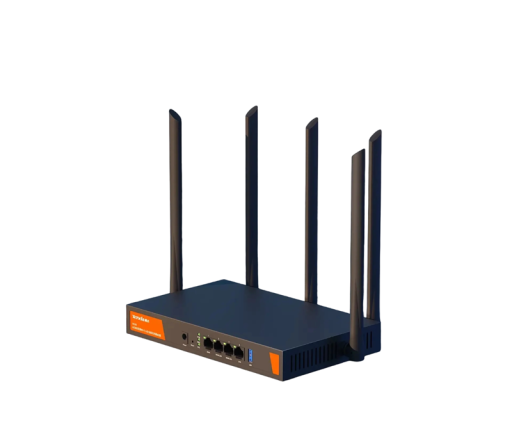 Svart Wi-Fi-router för kontor och verksamhet Kraftfullt trådlöst nätverk med hög hastighet och stabilitet