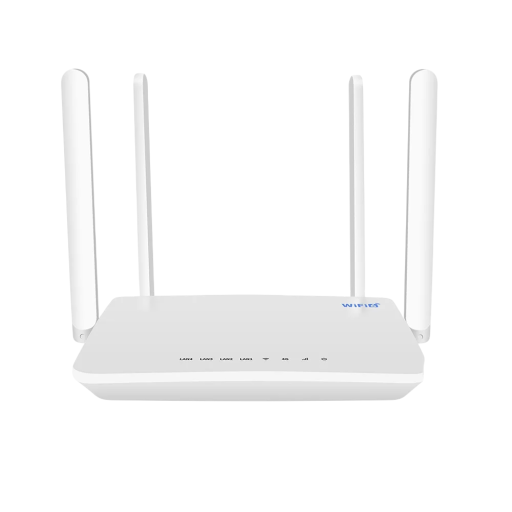 Vit 4G LTE Wi-Fi-router med SIM-kortplats 300 Mb/s Fyra LAN-portar Anslutning av upp till 32 enheter
