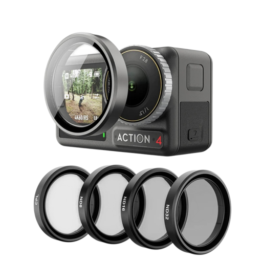 Filterset för actionkamera 3,96 x 3,96 x 0,67 cm CPL ND8 ND16 ND32 Aluminiumram för DJI Osmo Action 3 4 5 Pro