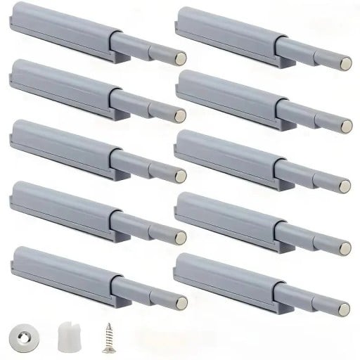 Set med 10 st Trycköppningsmekanism 12,5 x 1,05 x 1 cm Dold greppfri stängning av dörrar och lådor