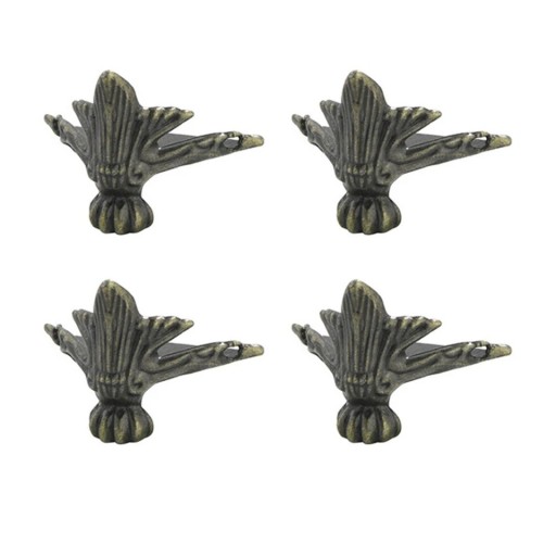 Set med 4 stycken Metallfötter 4 x 3 x 3 cm Hörndekorativa ben för möbler, lådor, smyckeskrin, skydd av underdelen