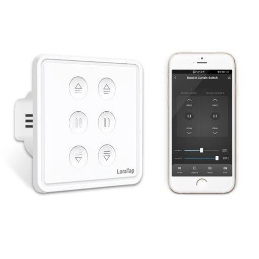 Tuya WiFi dubbelbrytare för gardiner och persienner EU 86 mm Kontroll av två motorer App Röst Alexa Google