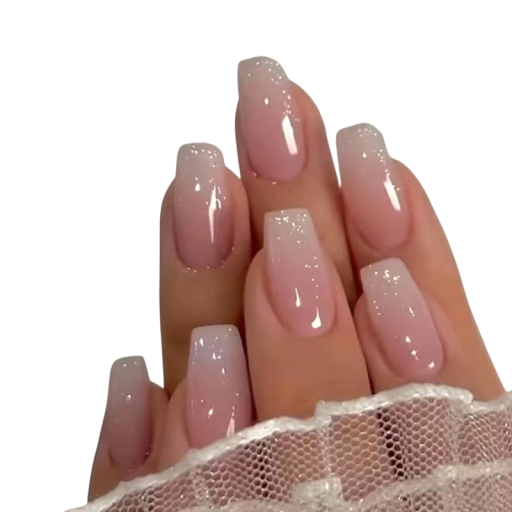 Glittrande kollektion av konstgjorda naglar 24 st Mellanstor coffin form Akryl nageltips med ombré effekt för en iögonfallande manikyr