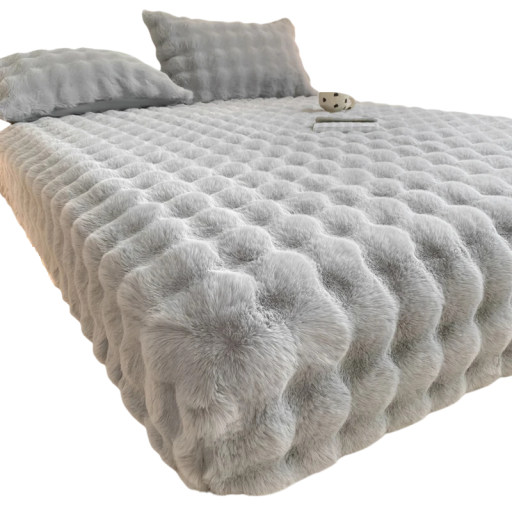 Spännbart elastiskt lakan 200 × 220 cm med lång lugg, Slätt mjukt varmt lakan, sitter på plats