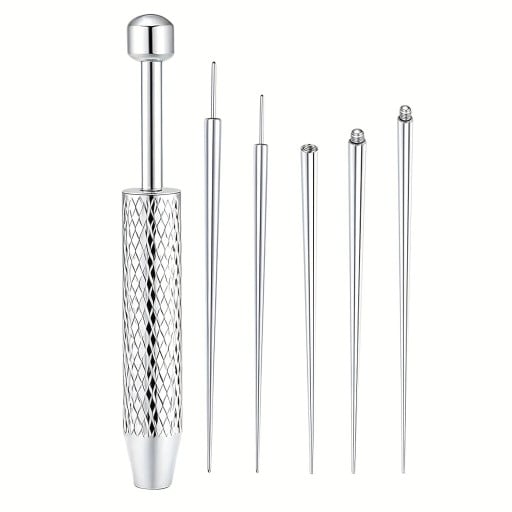 6 st Titanisk böjd konisk insättningspinne Inre gänga Silver set för piercing smycken i läpp, näsa och brosk