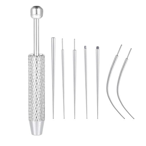 8 st Titanisk böjd konformad insatsstift Inre gänga Silver set för piercing smycken för läpp, näsa och brosk