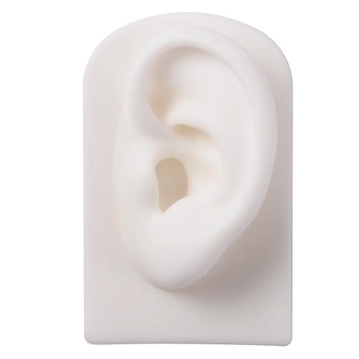 Silikonmodell av vänster öra 7,8 × 4,9 × 4 cm Mjuk träningsmodell för övning av piercing och tatuering