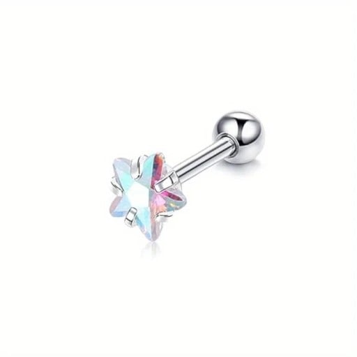Piercing med färgglad stjärna i rostfritt stål 16G 1,2 × 6 mm Fin dammsmycke för näsa, öron, läppar, ögonbryn
