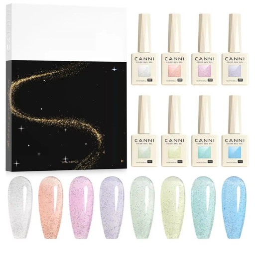 Glittrande set med gel nagellack 8 st 9 ml Magnetisk glansig effekt UV LED härdbar för salong och hemmamanikyr HEMA FREE