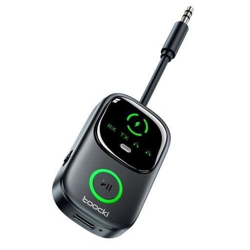 Bluetooth ljudadapter 2i1 RX TX 3,5 mm AUX Bluetooth 5.4 Mottagare sändare för TV bil flygplan hörlurar