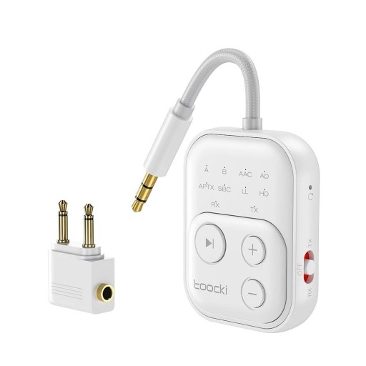 Bluetooth audioadapter Qualcomm RX TX 3,5 mm AUX Bluetooth 5.2 aptX för TV hörlurar flyg bil
