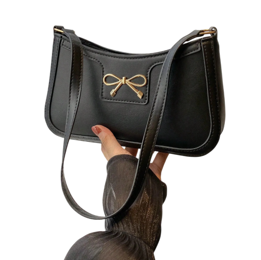 Damsk handväska med rosett 24 x 5 x 28,5 cm Elegantisk crossbody-väska i konstläder med polyesterfoder för vardagligt bruk