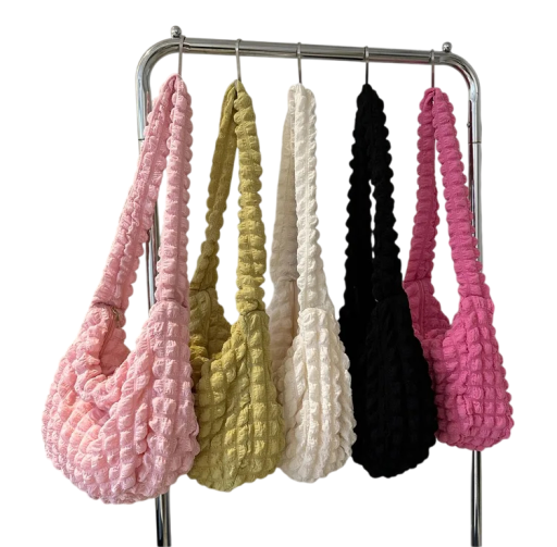 Damernas broderade rutiga axelväska 32 x 11,5 x 60 cm Lätt tygväska i nylon och akryl