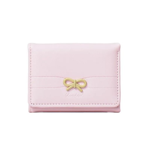 Damsk plånbok 11 x 8 x 2 cm med rosett Quilted yta Mjuk fin konstläder Kompakt elegant design