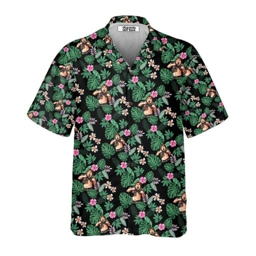 Herrskjorta kort ärm Polyester Svart färg Ritade blommönster Knappstängning med krage