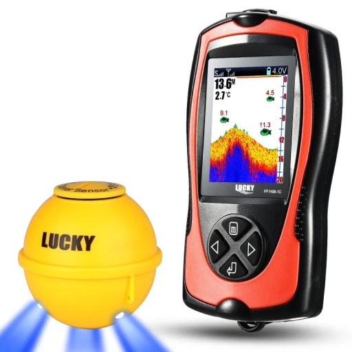 Trådlös fiskesökare 13,5 x 7 x 3 cm Laddningsbar sonar med LCD 45 m djup 150 m räckvidd FF1108