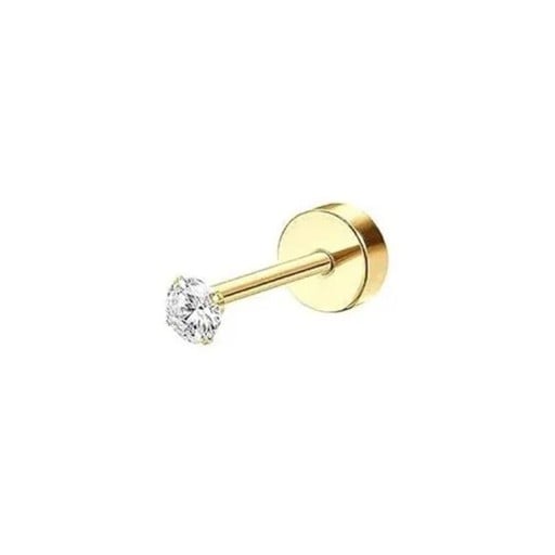 Guldpiercing med diamant 6 x 5 x 0,8 mm Kirurgisk stål Fin glittrande piercing med sten 1–2 mm för vardagligt bruk
