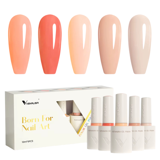 Kollektion 5 st veganska gel nagellack 10 ml Utan HEMA TPO Mjuk textur Rund pensel UV LED manikyr