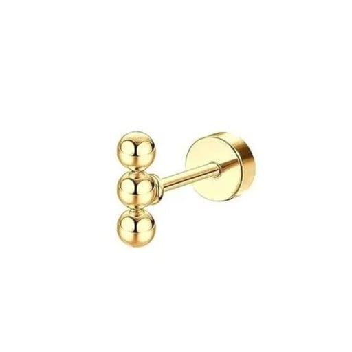 Guldpiercing 3 kulor ovanpå varandra 6 x 5 x 0,8 mm Kirurgiskt stål Fin minimalistisk piercing med vertikalt motiv